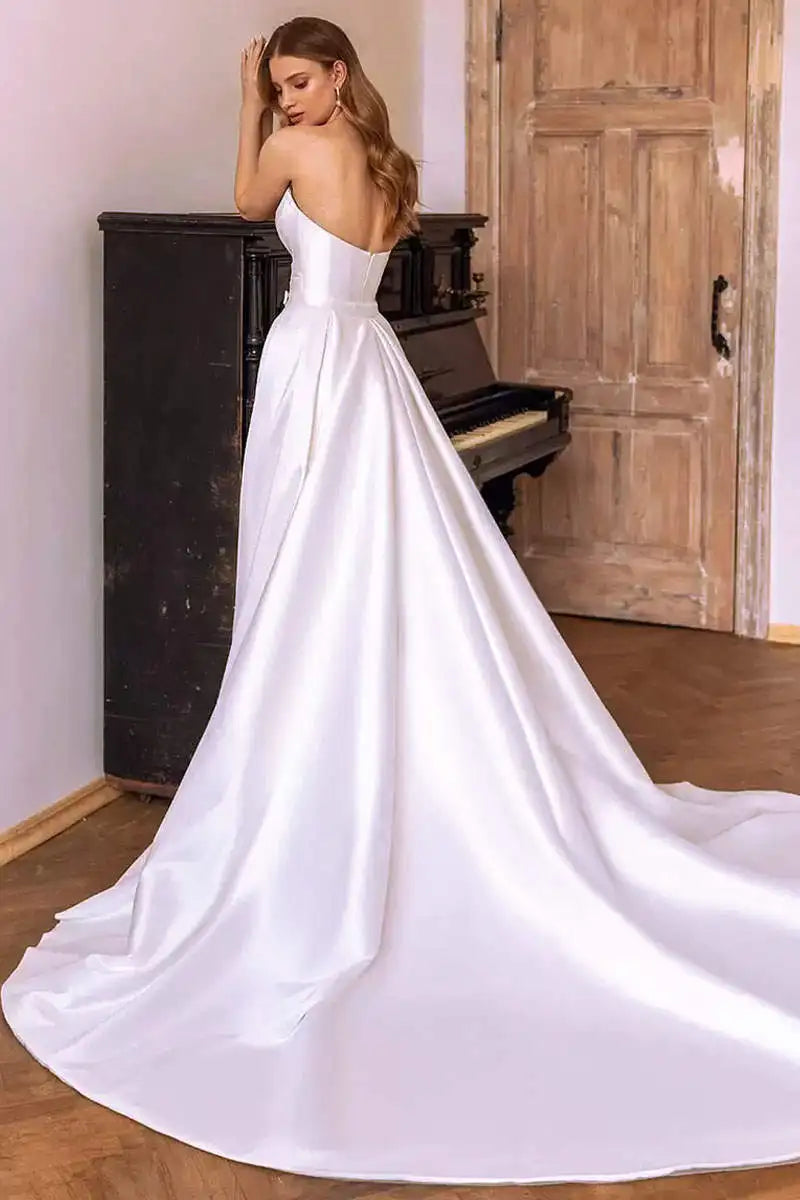 ZapDress Luxury Sweetheart Mermaid Satin Wedding Dress Detachable Skirt Backless And Zipper Woman Evening Dress For Wedding