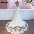 New Mariage Boheme Chic Lace Mermaid Wedding Dress Customized Bridal Country Lace Appliques Satin Bridal Gown Robe De Mariée