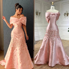 Zapdress Customized Elegant Red Off-Shoulder Evening Gowns with Floral Satin Arabic Party Prom Dress for Women (ZD17365)