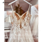 ZapDress Spaghetti Straps Lace Wedding Dress Open Back Civil Bridal Bohemian Wedding Gowns Customized Vestidos de Nova