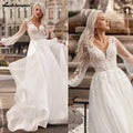 ZapDress Lace Tulle Beach Wedding Dresses Vestidos V Neck Women Long Boho Bride Gowns vestidos para eventos especiales