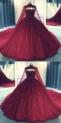 Tulle Ball Gown Prom Dress With Cape S8254 by simplepromdress