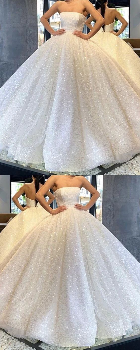 custom drsses Strapless Bodice Corset Sequin Ball Gown prom dresses Bling Bling S7641 by simplepromdress