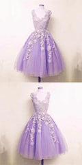 Fetching Appliques Homecoming Dress Lilac Tulle Lace Appliques A-line Short Homecoming Dress S10571 by simplepromdress