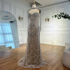 Zapdress Nude Strapless Mermaid Pearls Beaded Evening Gowns Luxury Party Dress with Tassel DLA72876 Customized (ZD17335)