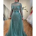 Zapdress Customized Nude Long Sleeves Beaded Mermaid Dubai Evening Dresses 2025 Muslim Party Gowns for Veiled Women (ZD17327)