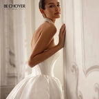 Vintage Sleeveless A-Line Wedding Dress 2027 Elegant Strapless Customized Bride Gown Princess BECHOYER T208 Vestido De Noiva