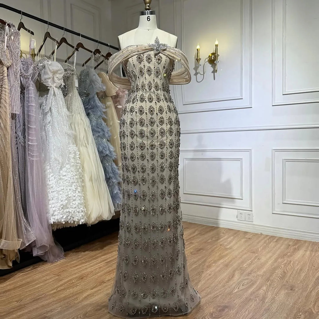Zapdress Luxury Beaded Evening Gown 2026 Elegant Off-Shoulder Sparkly Mermaid Party Dress for Women DLA73362 Customized (ZD17320)