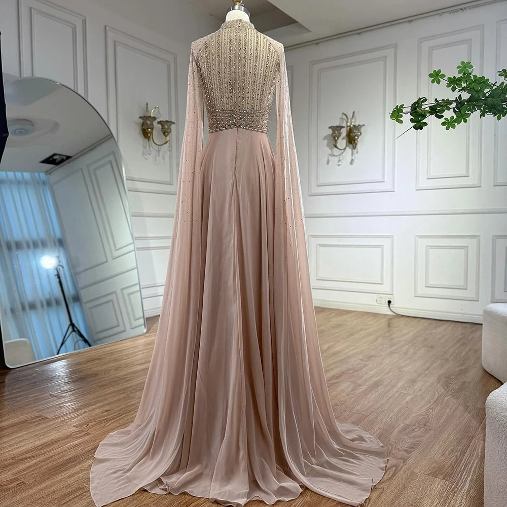 Zapdress White Chiffon A-line Evening Dress with Cape Sleeves Simple Wedding Party Gowns for Bridesmaid Customized (ZD17338)