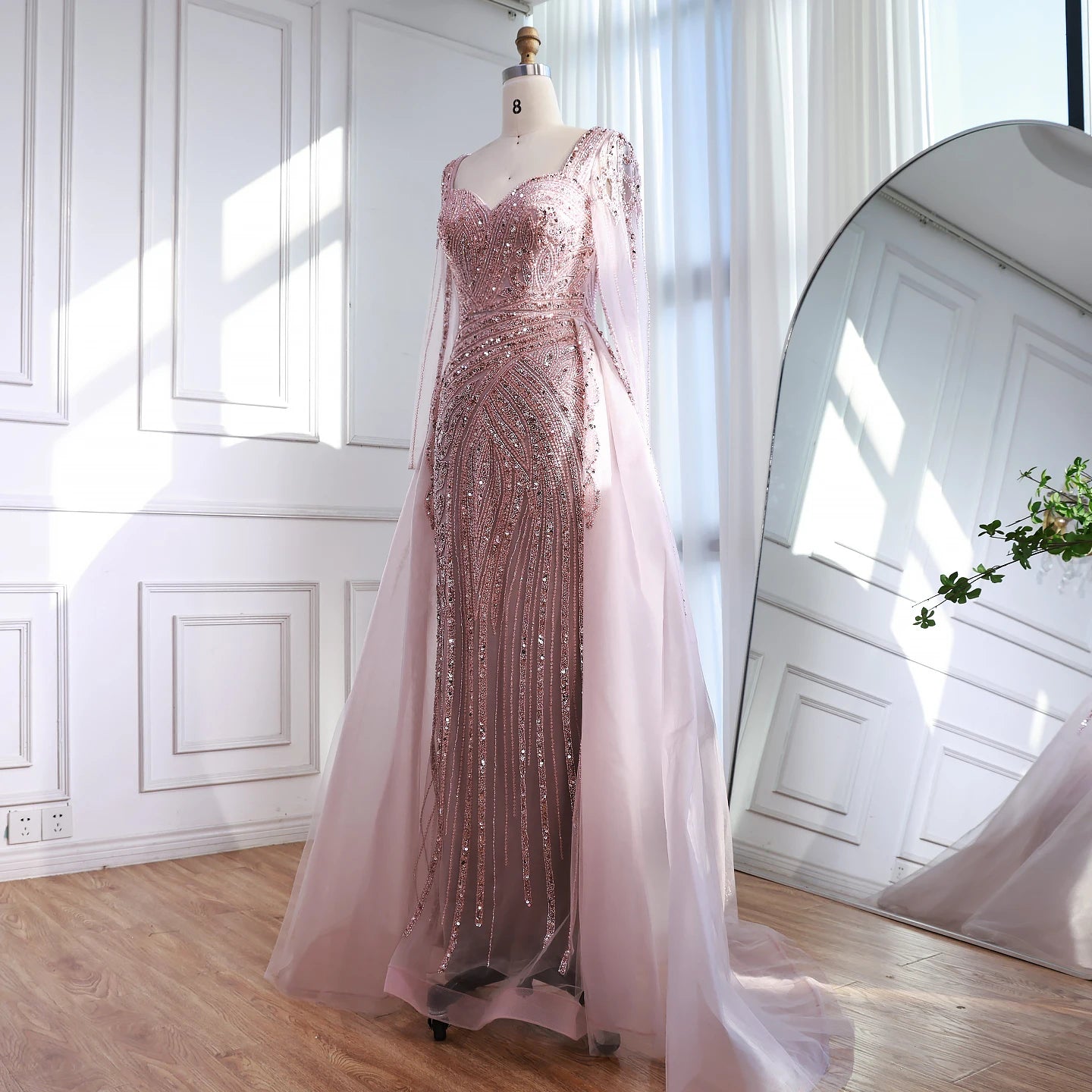 Zapdress Black Long Sleeves Luxury Beaded Evening Dress Overskirt Formal Party Gowns for Women DLA73198 Customized (ZD17358)