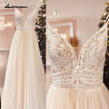 ZapDress Spaghetti Straps Champagne Boho Wedding Dress For Women Vestido Civil Bridal Customized Wedding Gowns Suknie Slubne