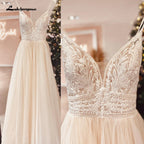 ZapDress Spaghetti Straps Champagne Boho Wedding Dress For Women Vestido Civil Bridal Customized Wedding Gowns Suknie Slubne