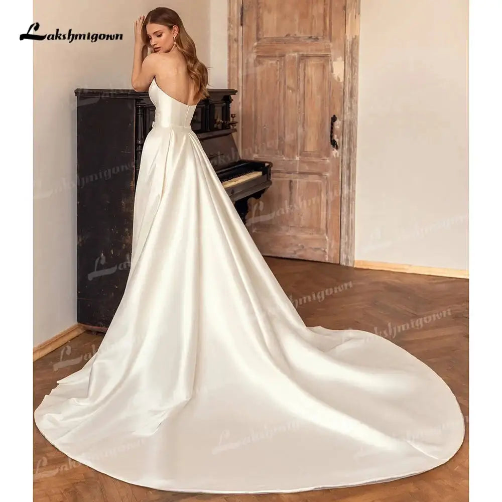 ZapDress Luxury Sweetheart Mermaid Satin Wedding Dress Detachable Skirt Backless And Zipper Woman Evening Dress For Wedding