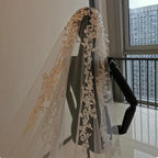 white ivory 3m 4m 5m One Layer Wedding Veil All Lace Appliqued Edge Bridal Veils Cathedral  Wedding Accessorie