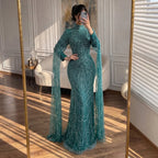 Serene Hill White High Neck Long Sleeve Mermaid Evening Dress 2026 Party Gowns for Women DLA72591 Customized