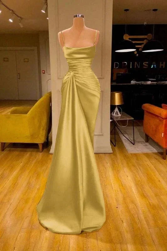 Charming Burgundy Spaghetti Straps Pleated Mermaid Prom Dress Long Evening 6868 by simplepromdress