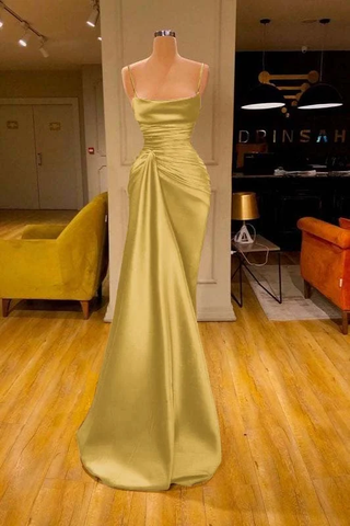 Charming Burgundy Spaghetti Straps Pleated Mermaid Prom Dress Long Evening 6868