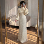 Serene Hill 2026 Elegant Mauve Muslim Evening Gowns Dubai High Neck Full Sleeve Formal Party Dress for Women DLA73676 Customized