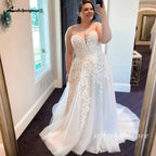 ZapDress Plus Size Off The Shoulder A-Line Wedding Dress 2026 New Lace Floral Bride Gowns Customized