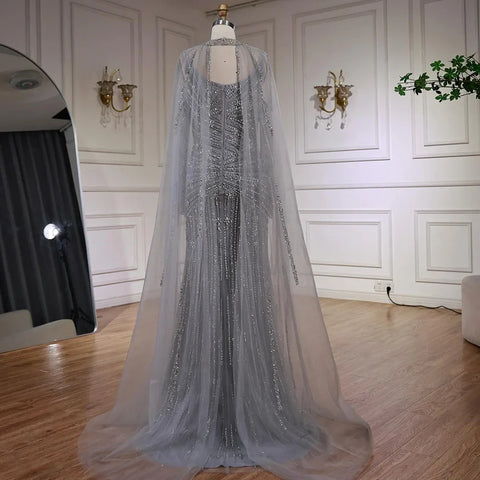 Luxury Caramel Mermaid Evening Dress with Cape Sleeves LA73052