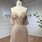 Zapdress Customized Turquoise Off Shoulder Mermaid Beaded Evening Dresses Overskirt Split Party Gowns for Women rts (ZD17345)