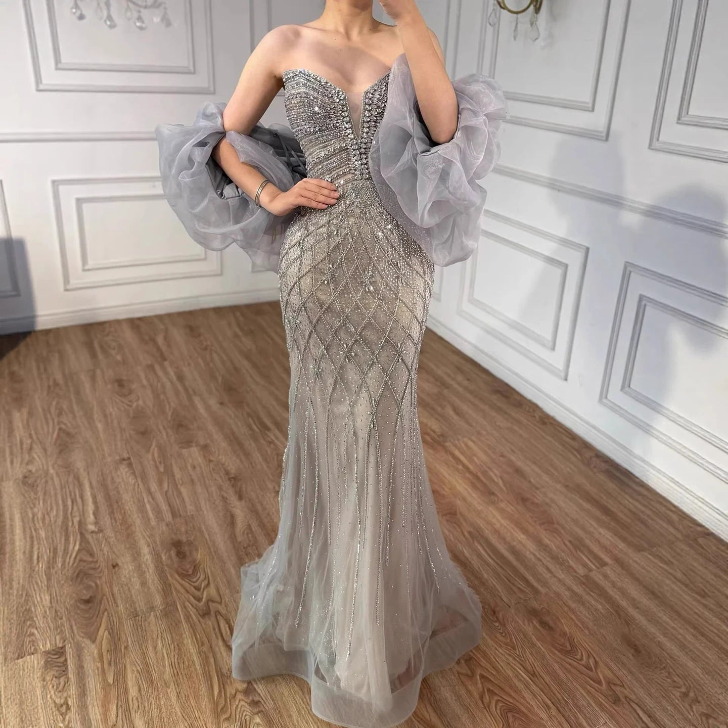 Zapdress 2026 Pink Strapless Mermaid Luxury Beaded Evening Dresses with Cape Formal Party Gowns Customized (ZD17318)