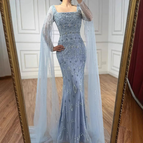 Luxury Caramel Evening Dress with Sleeves Cape 2025 LA72966