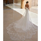 RoyceBridal Cap Sleeve Lace Mermaid Wedding Dress Low Back 3D Floral Appliques Bridal GownVestido De Novia Boda Customized