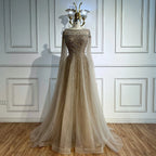 Serene Hill Pink A-line Evening Dress with Cape Sleeves Beaded Wedding Party Gowns for Women DLA72994 Customized