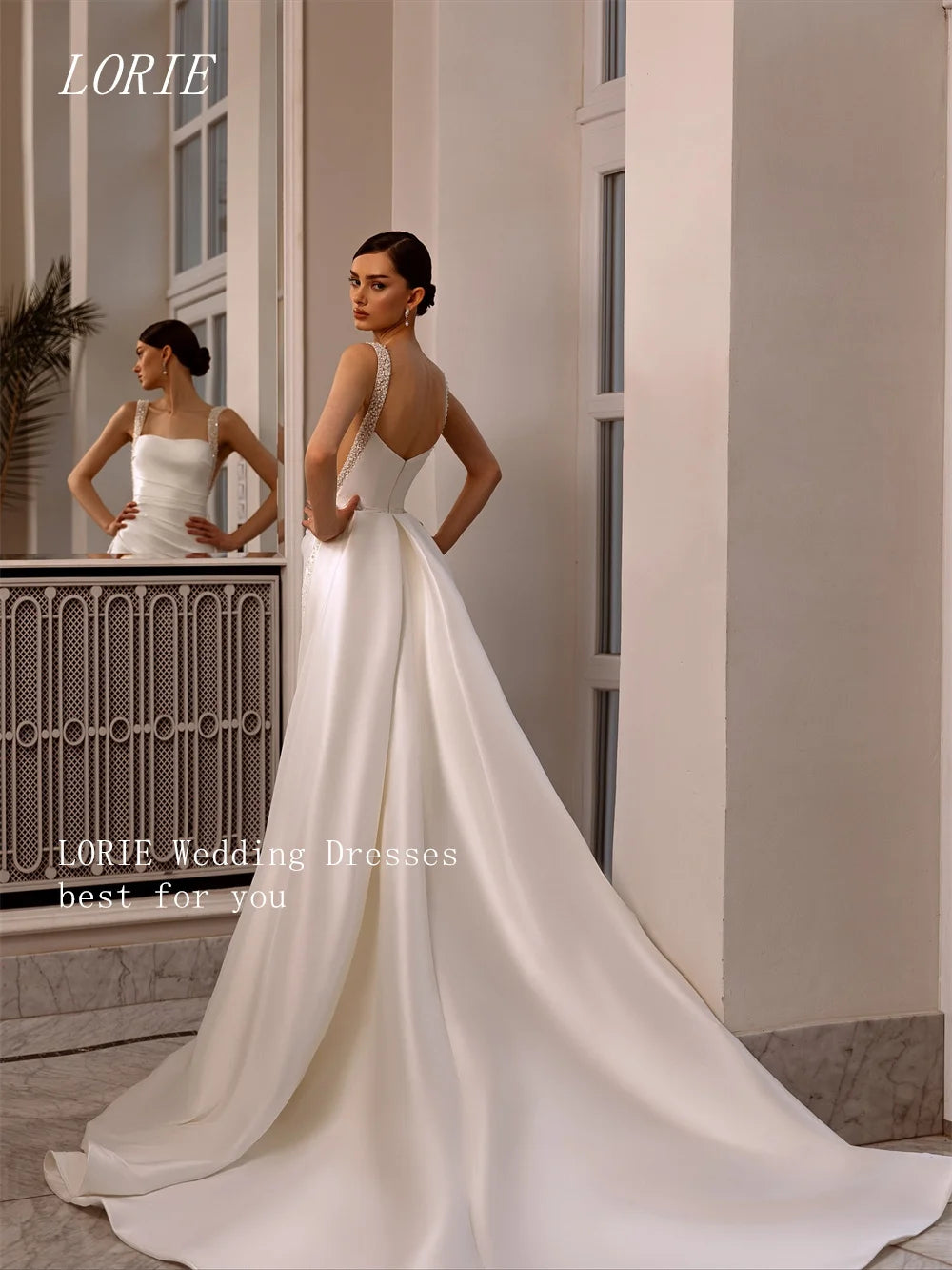 LORIE Luxury Mermaid Wedding Dress Simple Square Collar Bridal Dresses Beading Spaghetti Strap Wedding Gown Customized 2026