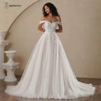 BEPEITHY Customized Strapless A Line Lace Wedding Dresses 2025 Spring Sleeveless Boho Champagne Ivory Bride Beach Bridal Gown