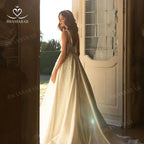 V-neck Sleeveless Wedding Dress 2027 Beading Open Back Customized Princess Bride Gown SwanSarah P277 Vestido De Novia