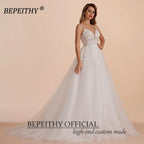 BEPEITHY Customized Boho Ivory A Line Lace Wedding Dresses For Bride Women 2023 Floor Length Sexy Garden White Bridal Gown New
