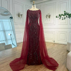 Zapdress Customized Caramel O-Neck Mermaid Evening Dress with Cape Sleeve 2026 Wedding Party Gowns for Women (ZD17364)