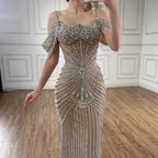 Zapdress 2025 Customized Pink Off Shoulder Mermaid Evening Dress Luxury Beaded Party Gowns for Women (ZD17359)