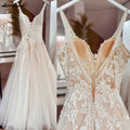 ZapDress Sexy Beach Wedding Dresses Illusion Appliques Boho Bride Dresses Open Back A-Line Tulle Bridal Gowns Robe De Mariee