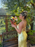 Yellow Simple Prom Dress With Split,Sexy Evening Dress Y1616 by simplepromdress