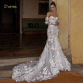 Loverxu Mermaid Sexy Wedding Dresses Strapless Long Sleeve Vestido De Novia Beading Appliques 3D Flowers Custom Made Bridal Gown