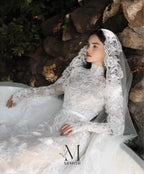 Semor Exquisite Lace High Neck Full Sleeve Wedding Dress Customized 2026 Trumpet Lace Applique Long Robe De Mariée Sweep Train