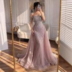 Serene Hill Green Mermaid Beaded Evening Party Gown 2026 Elegant Off-Shoulder Runway Dress with Overskirt Customized DLA73392