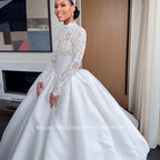 Mocaca Customized Elegant Wedding Dress High-neck Ball Gown Princess Bride Gown Luxury A-line Long Bridal Vestidos De Novia