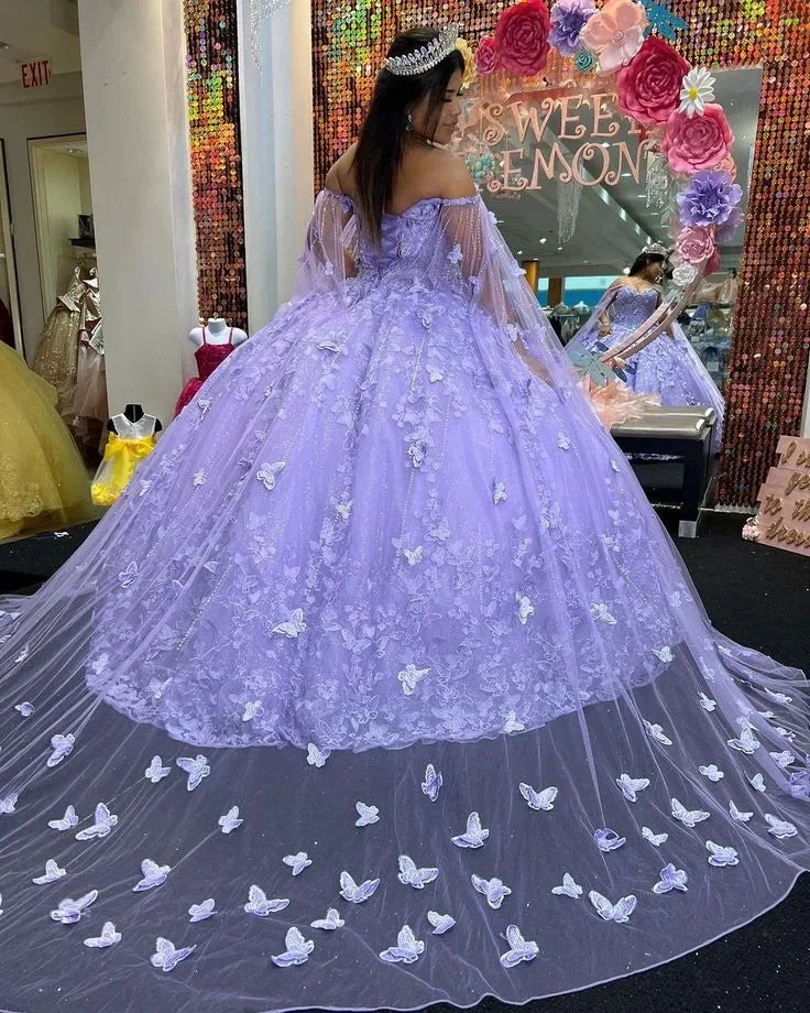 Luxurious Lavender Ball Gown With Butterflies,Sweet 16 Dress Y6755 by simplepromdress