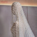 TOPQUEEN V139A Luxurious Wedding Veil with Pearls 5 Meter Long Bridal Veils Delicate Beaded Cathedral Length Veil Customizable