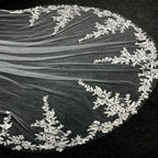 Real Photos Long Lace Appliques Wedding Veil White Ivory Cathedral 1 Layer Bridal Veil 3Meters Bride Veil