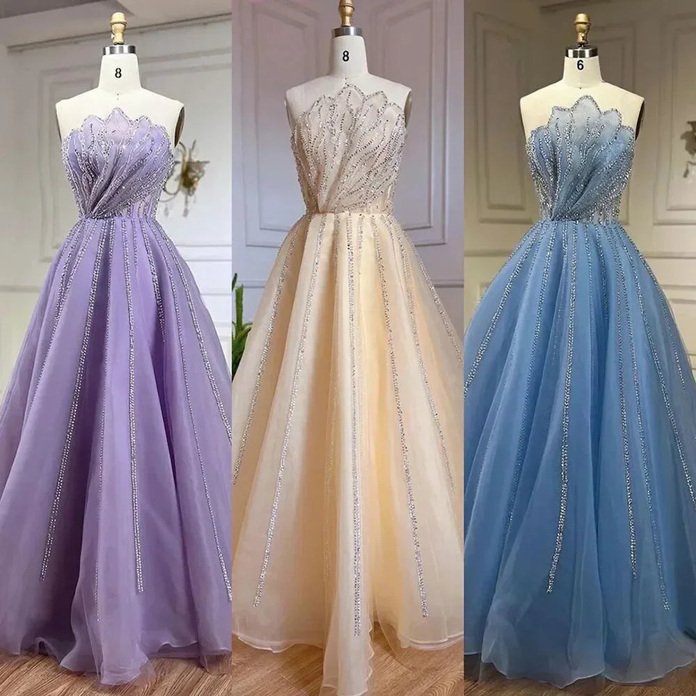Zapdress Lilac Strapless A-line Beaded Evening Prom Dresses 2025 Graduation Party Gowns For Women DLA71643 Customized (ZD17324)