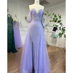 Zapdress Customized Turquoise Off Shoulder Mermaid Beaded Evening Dresses Overskirt Split Party Gowns for Women rts (ZD17345)