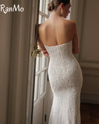 Ranmo Exquisite and Sexy Wedding Dress Beaded Strapless Sleeveless Detachable Drawl Mermaid Wedding Dress Vestido de novia 2025