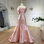 Zapdress Customized Elegant Red Off-Shoulder Evening Gowns with Floral Satin Arabic Party Prom Dress for Women (ZD17365)