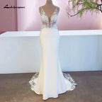 New Mariage Boheme Chic Lace Mermaid Wedding Dress Customized Bridal Country Lace Appliques Satin Bridal Gown Robe De Mariée
