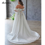 ZapDress Strapless Plus Size Wedding Dresses Flowers Lace Appliques Pleat Zipper Wedding Gown for Women Side Slit Customized